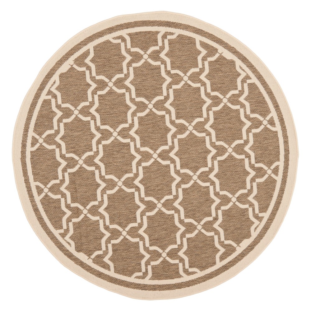 6'7in Round Isla Outdoor Rug Brown/Bone - Safavieh