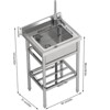 Stainless Steel Utility Sink, Freestanding Single Bowl with Cold and Hot Water Pipe and Faucet for Restaurant, Laundry Room, Bathroom, Garage, Garden - 2 of 4
