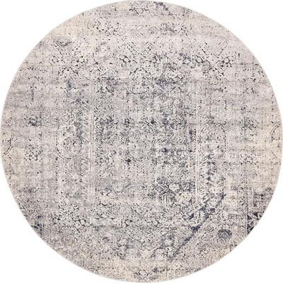 Gray Round Medallion Easy Care Stain-Resistant Rug