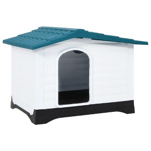 VidaXL Dog House Blue 35.6"x26.8"x26" Polypropylene - 1 of 4