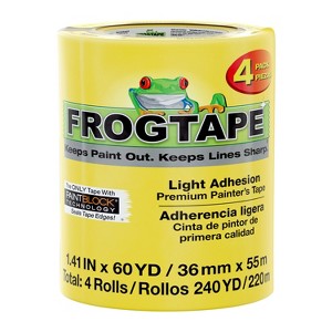 FrogTape 1.41"x 60yd 4pk Delicate Surface Painting Tape Yellow: Painters Tape for Art & Stationery, Masking Tape - 1 of 4
