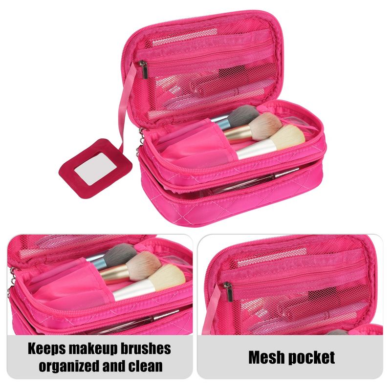 Unique Bargains Travel  Double Layer Makeup Bag Makeup Organizer Bag Storage Bag Portable Waterproof 1 Pcs, 3 of 7