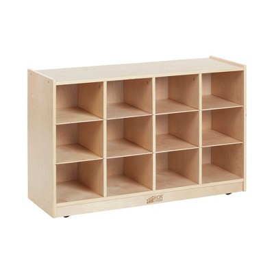 ECR4Kids 12 Cubby School Storage Cabinet, Kids Cubbies with Tray Slots - Natural