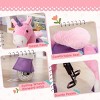 INFURNIC Baby Walkers Ride On Plush Unicorn with Sparkly Horn and Rocking Motion for Kids, Pink, 27.5"*12.5"*34.3" - 4 of 4