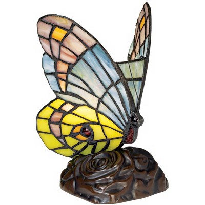 Robert Louis Tiffany Butterfly in Flight 7 1/2" High Tiffany-Style Accent Lamp