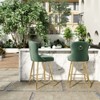 APRILSOUL26.00"Bar Stools Set of 2, Velvet Counter Height Bar Stools with Metal Legs, Button Tufted and Nailheads Trim - 2 of 4