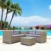 4-Piece Patio Sectional Wicker Rattan Outdoor Sofa Set with Storage Box, Grey Cushions, and Free Combination Design for Garden, Porch, or Balcony - 3 of 4