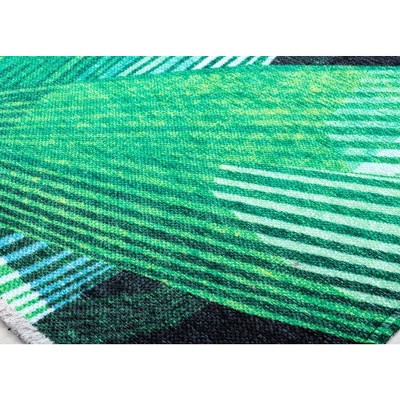 Tropical Bliss Black & Green Palm Synthetic Area Rug 8' x 10'