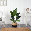 Nearly Natural 4-ft Travelers Palm Artificial Tree in Boho Chic Handmade Cotton & Jute Black Woven Planter - 3 of 4