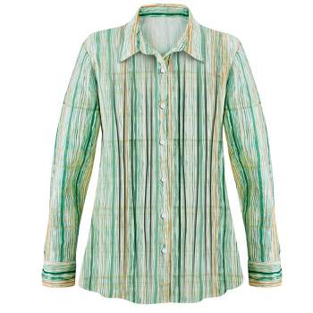 Collections Etc Plaid Pintuck Button-Front Cotton Shirt with Roll Tab Sleeves
