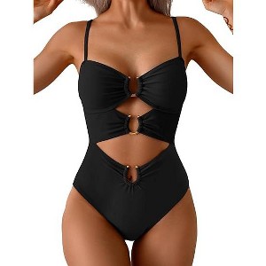 Eomenie One Piece Swimsuit for Women Ring Linked Monokini Sexy Bathing Suit Cutout Swim Suit - 1 of 3