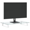 vidaXL Monitor Stand White 23.6 in.x13.8 in.x3.1 in. Tempered Glass and Metal - 3 of 4