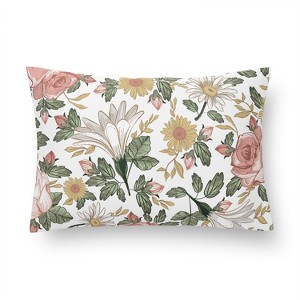 Sweet Jojo Designs Girl Mini Pillow with Pillowcase 12 x 8 in. Vintage Floral Pink Green and Yellow - 1 of 4