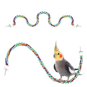 Zodaca 2 Pack Bird Rope Perch for Parakeet, Cockatiel, Parrot, Sugar Glider Cage Accessories Toys, 35 in - 1 of 4