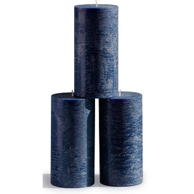 Large Pillar Candles 3x6 Inch ¨C Set of 3 Unscented Dripless Candles, Long Burning Rustic Finish for Weddings, Home Decor