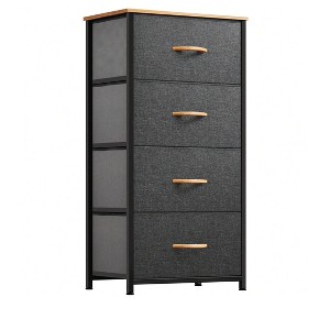Dresser with 4 Drawers ,Fabric Storage Tower, Organizer Unit for Living Room, Hallway, Closets,Sturdy Steel Frame, Wooden Top - 1 of 4