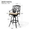 Crestlive Products Antique Brown Heavy Duty Cast Aluminum Frame & Sunbrella Fabric Cushion Counter Height Swivel Bar Stool Patio Furniture - 3 of 4