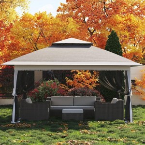 Jojoka 12x12 Pop Up Gazebo with Mosquito Netting,Outdoor Gazebo with 4 Sandbags & Wheeled Bag for Backyard - 1 of 4