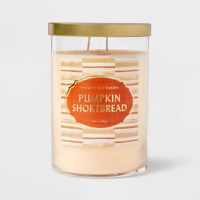 21.5oz 2-Wick Lidded Glass Jar Pumpkin Shortbread Candle Orange - Opalhouse™