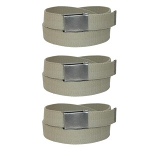 CTM Men's Fabric Belt with Flip Top Nickel Buckle (Pack of 3) - 1 of 4