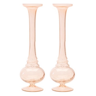 Melrose Blush Glass Stem Vase (Set of 2)