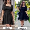 EXLURA Women's Summer Casual Square Neck Dresses Ruffle Short Sleeve Swiss Dot Flowy Mini Dress - 2 of 4