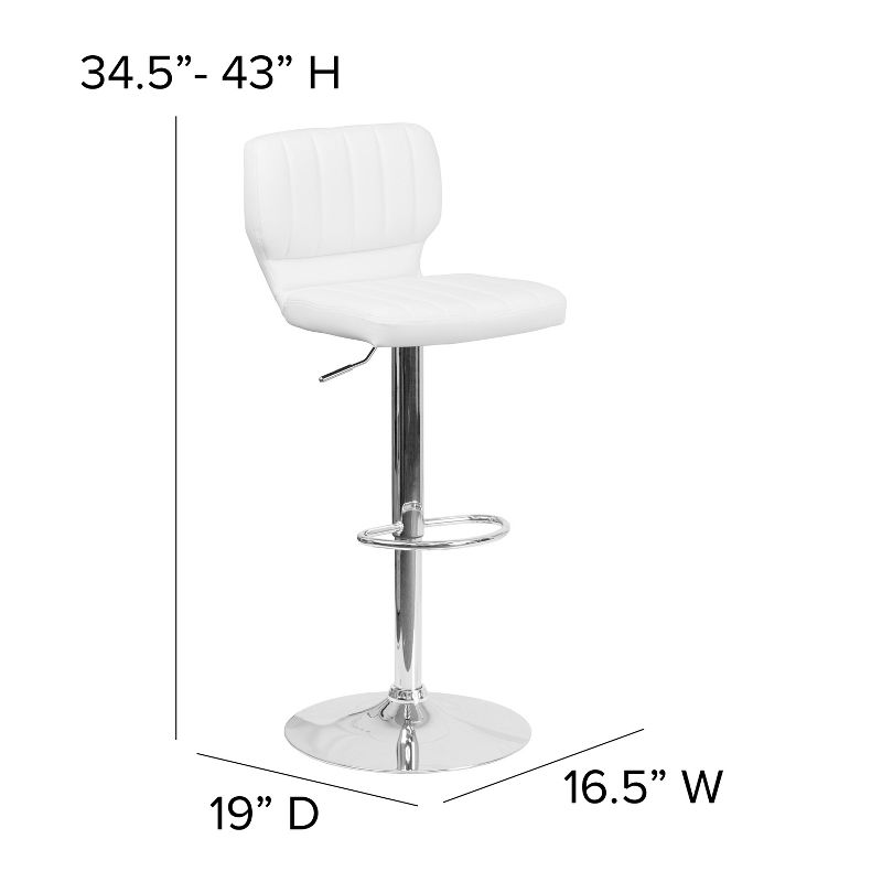 Flash Furniture Contemporary Vinyl Adjustable Height Barstool with Vertical Stitch Back and Chrome Base, 4 of 11