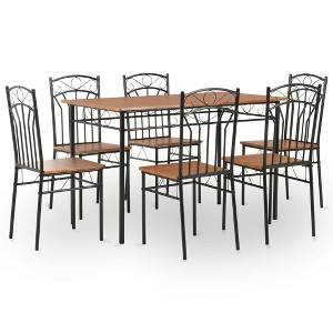 vidaXL Dining Table And Chair Brown and black MDF and steel Medium - 1 of 2