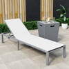LeisureMod Marlin Modern Outdoor Patio Chaise Lounge Chair in Grey Aluminum Frame with Square Fire Pit Side Table - 2 of 4
