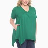 Plus Size Short Sleeve Shirred Front Knit Tunic Top with Pockets -White Mark - 2 of 4