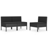 vidaXL Patio Chairs 3 pcs with Cushions Poly Rattan Black - 2 of 4