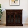 HomeRoots 35" Walnut Solid Wood Accent Cabinet With Two Doors And Two Drawers - 2 of 4