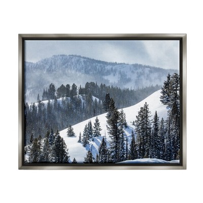 Stupell Industries Quiet Snowy Mountain Slopes Scattered Fir Trees Floater Canvas Wall Art