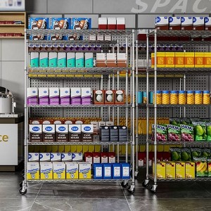 75.6" H Storage Shelves with Wheels, 2500LBS Garage Shelving Heavy Duty Metal Shelves,  Adjustable Pantry Shelf, Commercial Shelving - 1 of 4