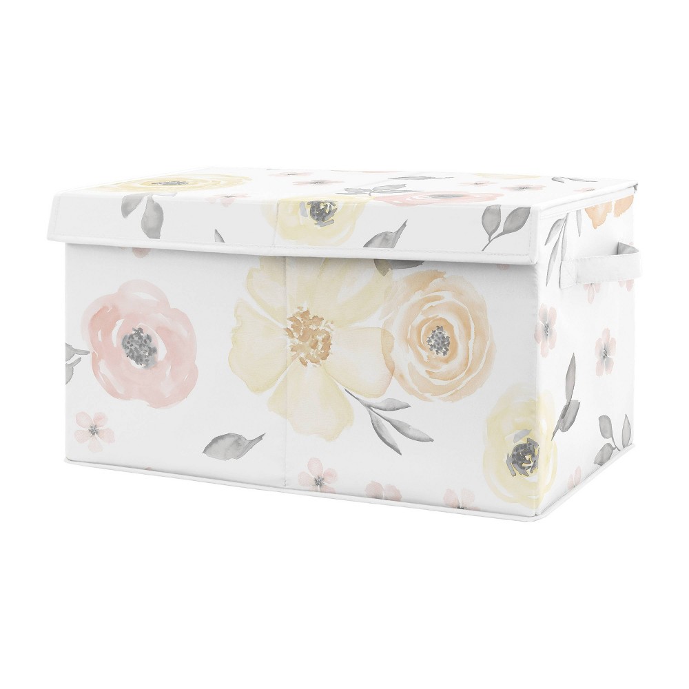 Photos - Clothes Drawer Organiser Watercolor Floral Kids' Fabric Storage Toy Bin Yellow and Pink - Sweet Joj