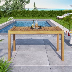 Osparple Outdoor Dining Table,Rectangle Patio Table with Acacia Wood Finish for 4 Chairs - 1 of 4