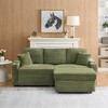 80" Corduroy Sectional Sofa with Hidden Recliner, Removable Footstool, Cup Holders & Armrests, Space-Saving Pull-Out Couch - 4 of 4