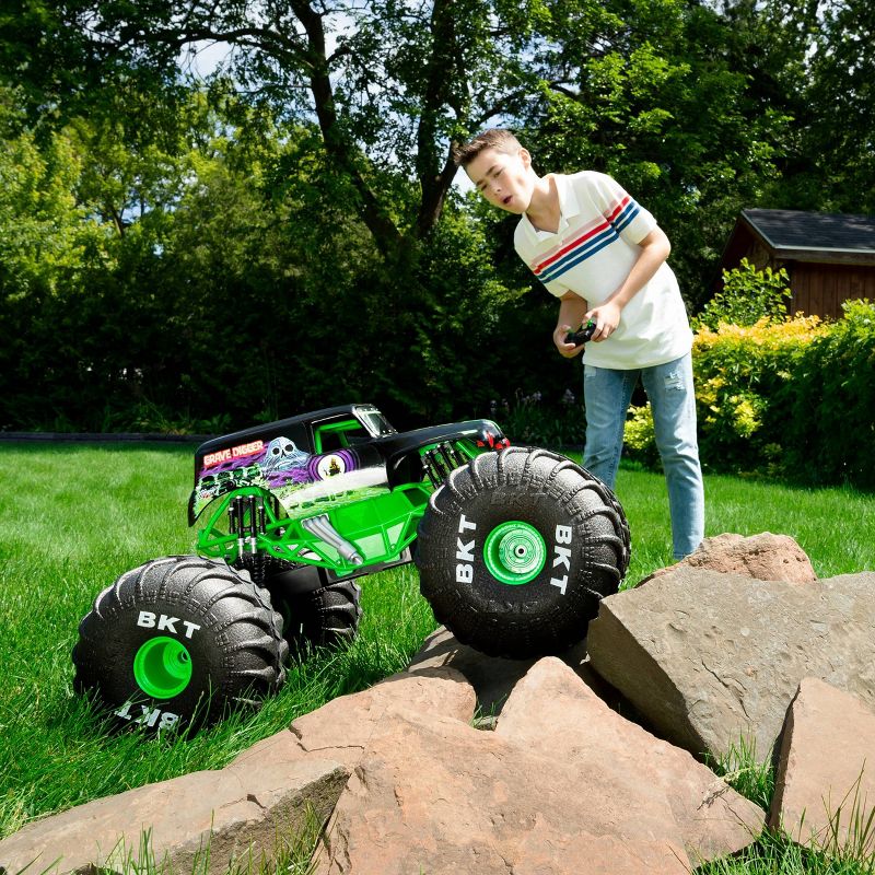 Monster Jam Official Mega Grave Digger All-Terrain Remote Control Monster Truck with Lights - 1:6 Scale, 6 of 17
