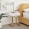 17.75" Rectangular Modern Glam Side Table with Drawer White/Gold - Danya B.: Brass Handle, MDF, Metal Frame - 3 of 4