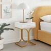 17.75" Rectangular Modern Glam Side Table with Drawer White/Gold - Danya B.: Brass Handle, MDF, Metal Frame - image 3 of 4