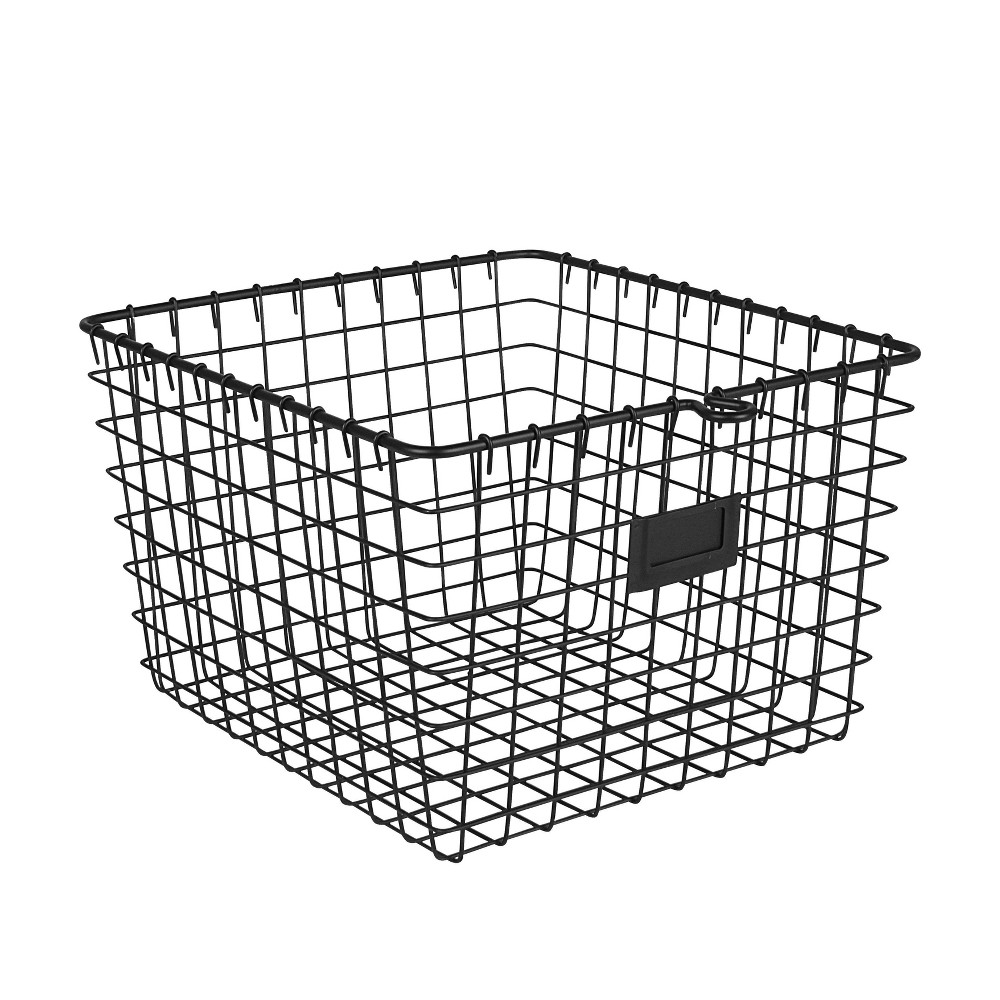 Spectrum Diversified Medium Storage Basket Black: Portable Metal Utility Cabinet, Universal Storage, 16" W x 12.25" H