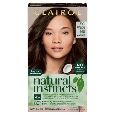 Clairol Natural Instincts Demi-Permanent Hair Color - Brass Free 5C Medium Brown, Peppercorn  - 1 Kit