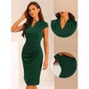 Allegra K Women's Vintage Cap Sleeve V-Neck Back Slit Ruched Side Sheath Dress - 2 of 4