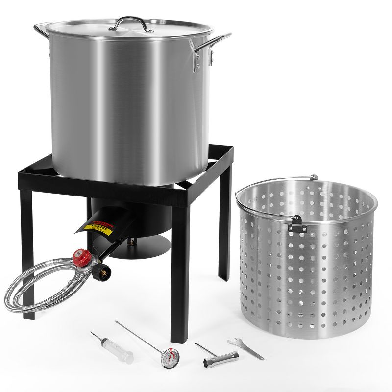 Barton 64 Quart Aluminum Turkey Fryer Steamer Cast Iron Burner Fair Clam Bake Pot Kit XL Capacity, 2 of 5