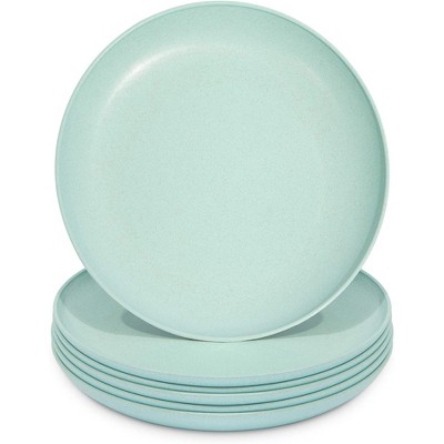 Okuna Outpost Set of 6 Mint Green Unbreakable Wheat Straw Cereal Dinner Plates Set for Kids, 9 In
