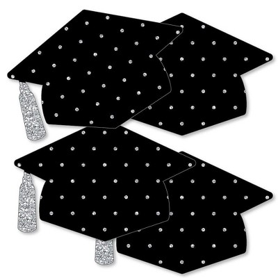 Big Dot of Happiness Silver - Tassel Worth The Hassle - Grad Cap Decorations DIY Graduation Party Essentials - Set of 20