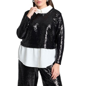 ELOQUII Collared Sequin Twofer - 1 of 4