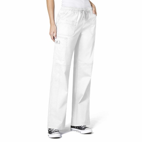 Wink WonderFLEX Women's Faith Multi-Pocket Cargo Scrub Pant, True White, 2X  Petite