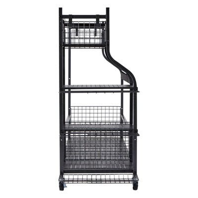 VEVOR Golf Storage Garage Organizer, 3 Golf Bag Stand Holder and Other Sports Equipment Storage Rack, Rolling Ball Cart on Wheels,Outdoor Sport Gear