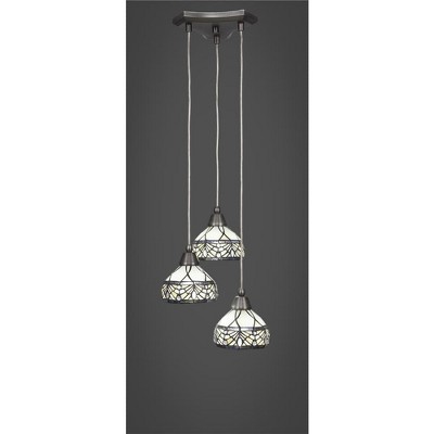Toltec Lighting Europa 3 - Light Pendant in  Brushed Nickel with 7" Royal Merlot Art Glass Shade